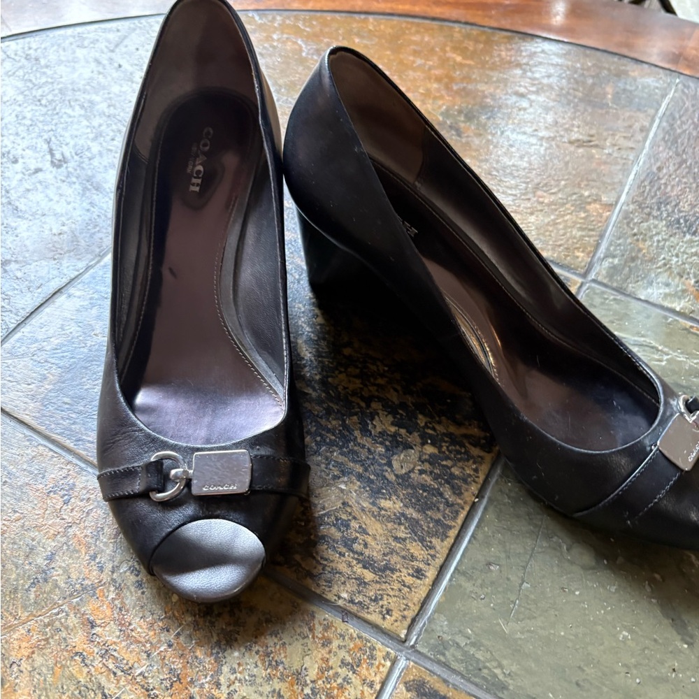 Coach Black Leather Heels with Sleek Design